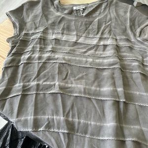 Gabrini gray tiered linen blend tunic top